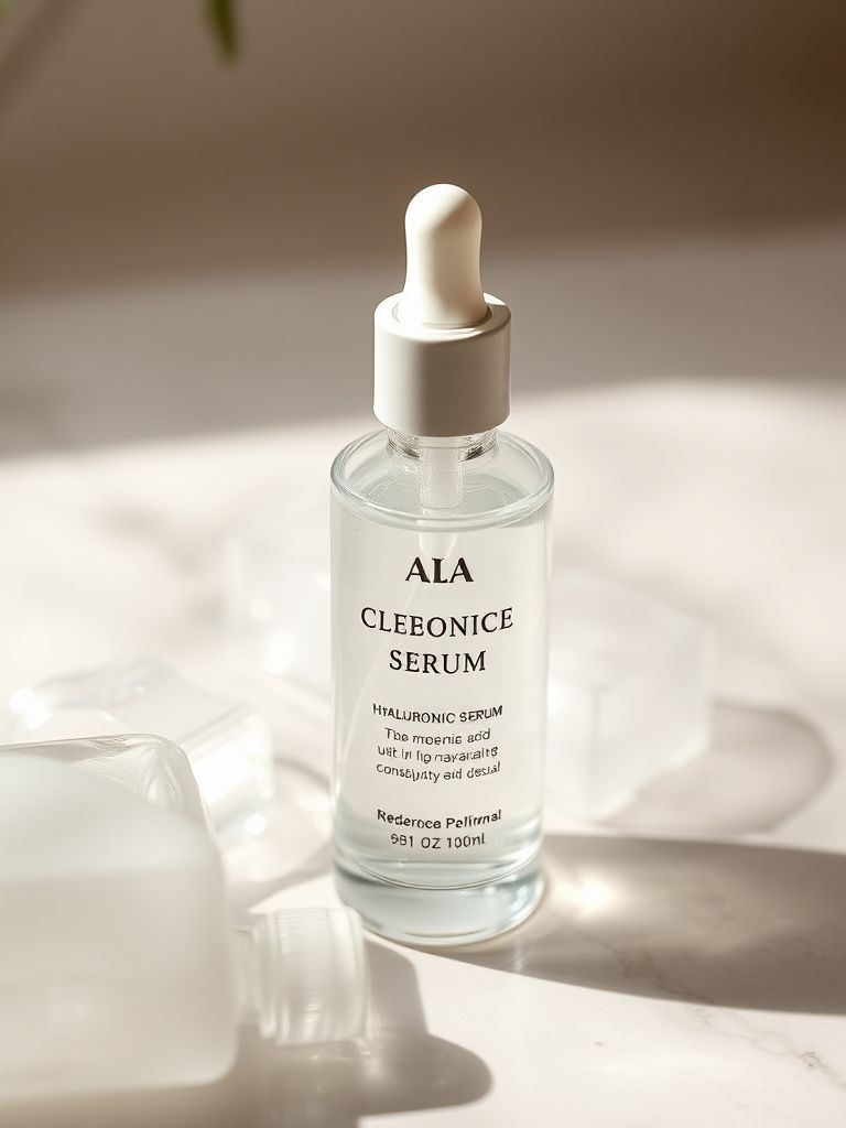 Clear hyaluronic acid serum with gel-like consistency