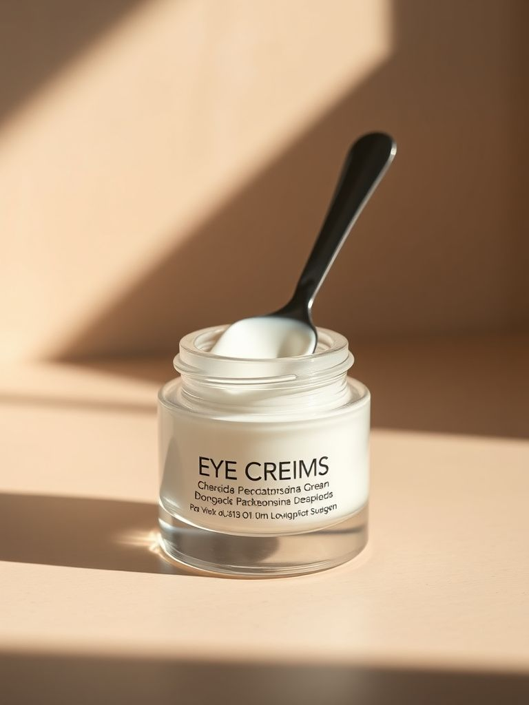 Small jar of eye cream with metal spatula