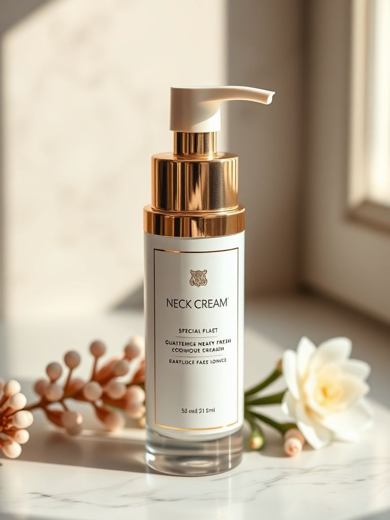Specialized neck cream in elegant pump bottle