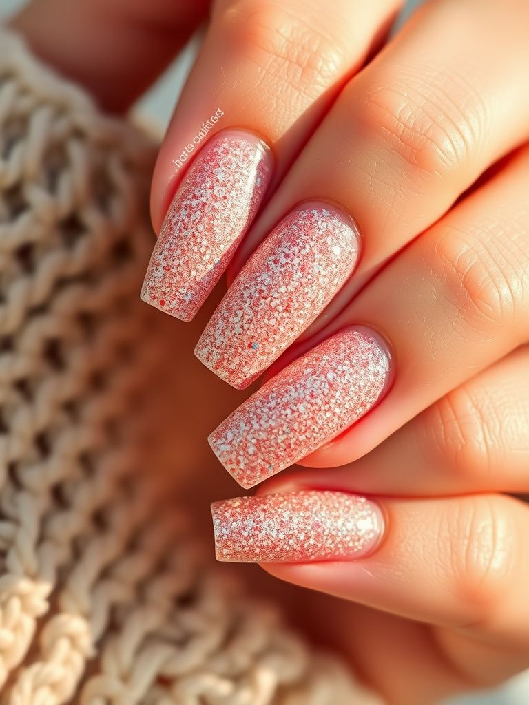 Glitter gradient nails fading from dense glitter at tips to clear at cuticles