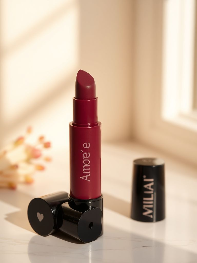 Milani Amore Matte Lip Creme in deep plum shade with heart-shaped applicator
