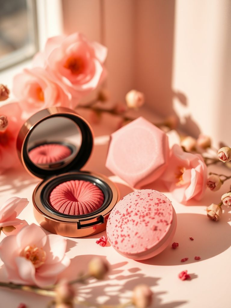 Flower Beauty Blush Bombs with unique cushion applicator