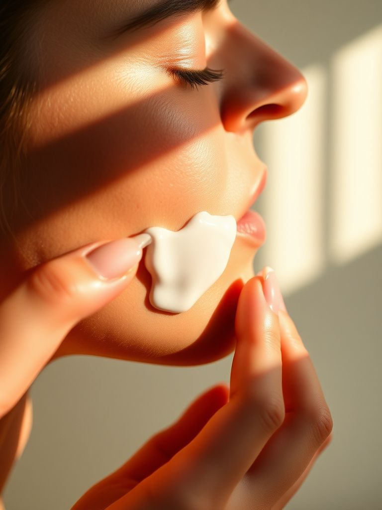 Luxurious moisturizer being smoothed onto cheek