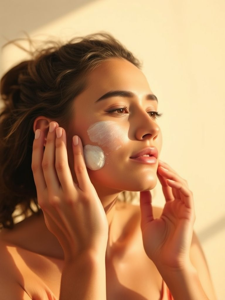 Applying broad-spectrum sunscreen to face and neck