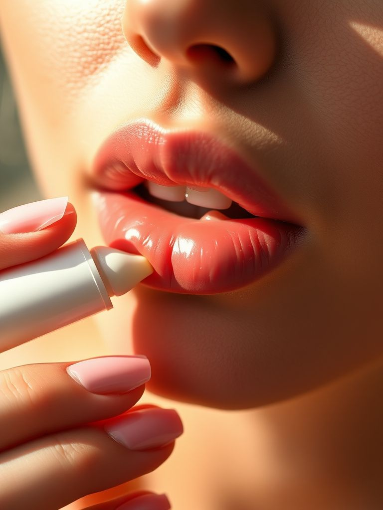 Nourishing lip balm being applied to lips