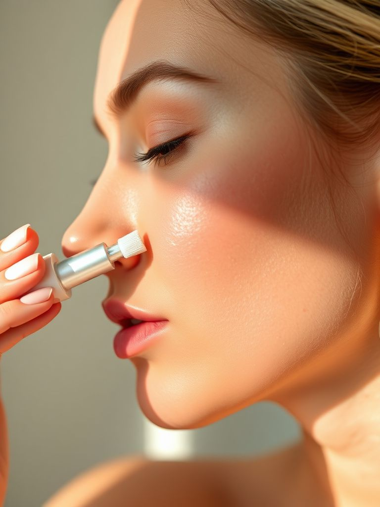 Targeted acne treatment being applied to blemish