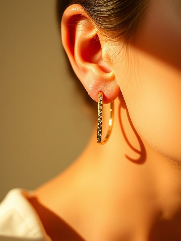 small gold huggie hoop earrings with subtle diamond details