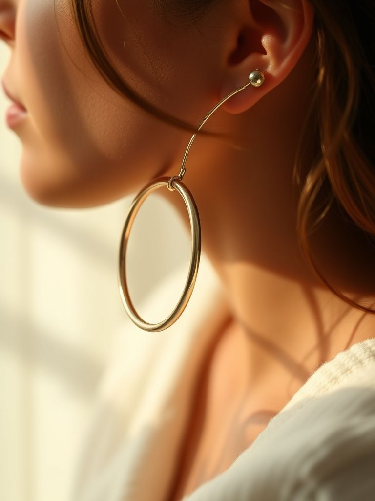 Medium sized gold hoop earrings approximately 25mm diameter
