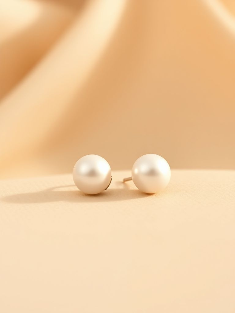 Classic white pearl stud earrings in gold settings