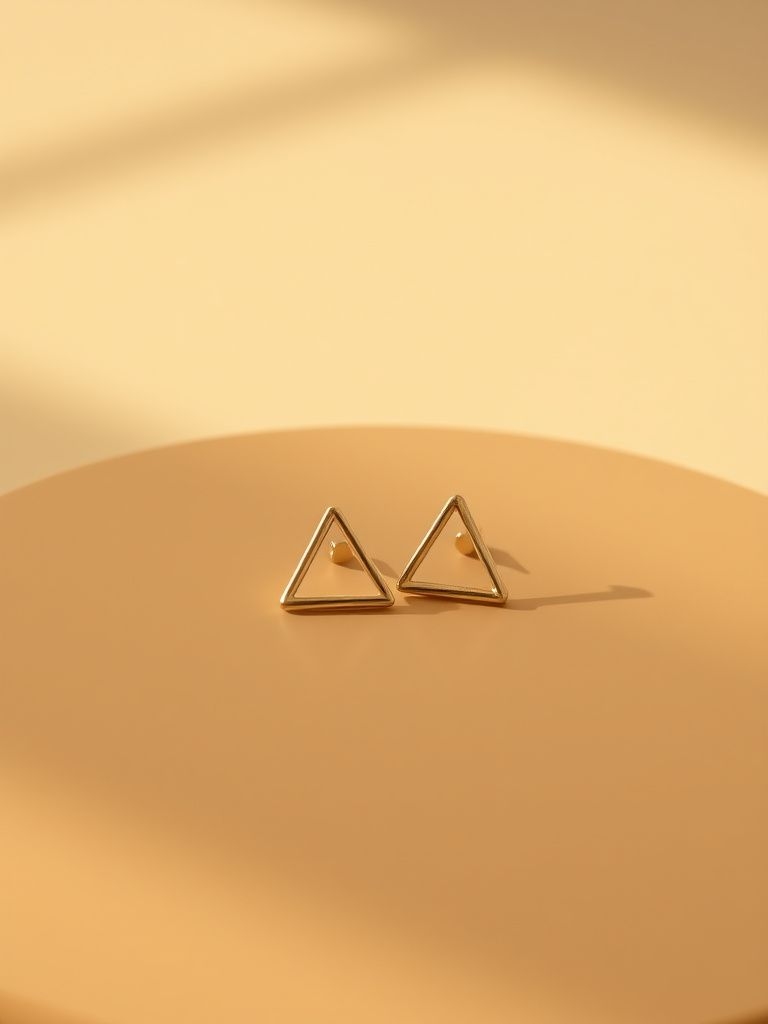 Triangle, square, or hexagon shaped gold stud earrings