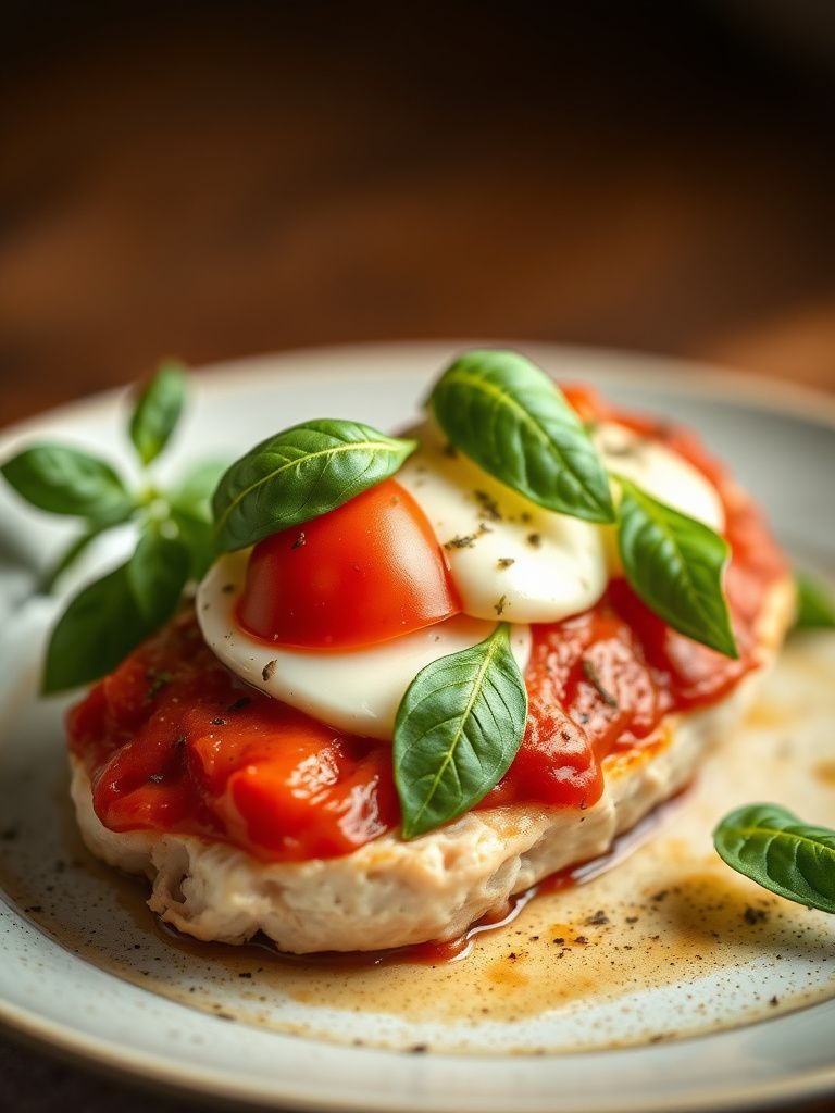 Juicy chicken breast filled with mozzarella, tomatoes, and basil