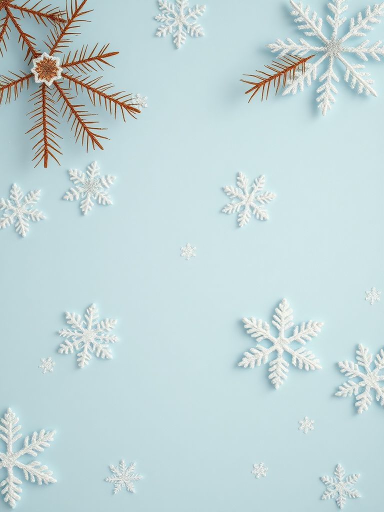 Pale blue base with white snowflake patterns and silver accents