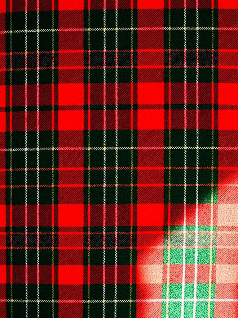 Red and green plaid pattern resembling Christmas sweater design