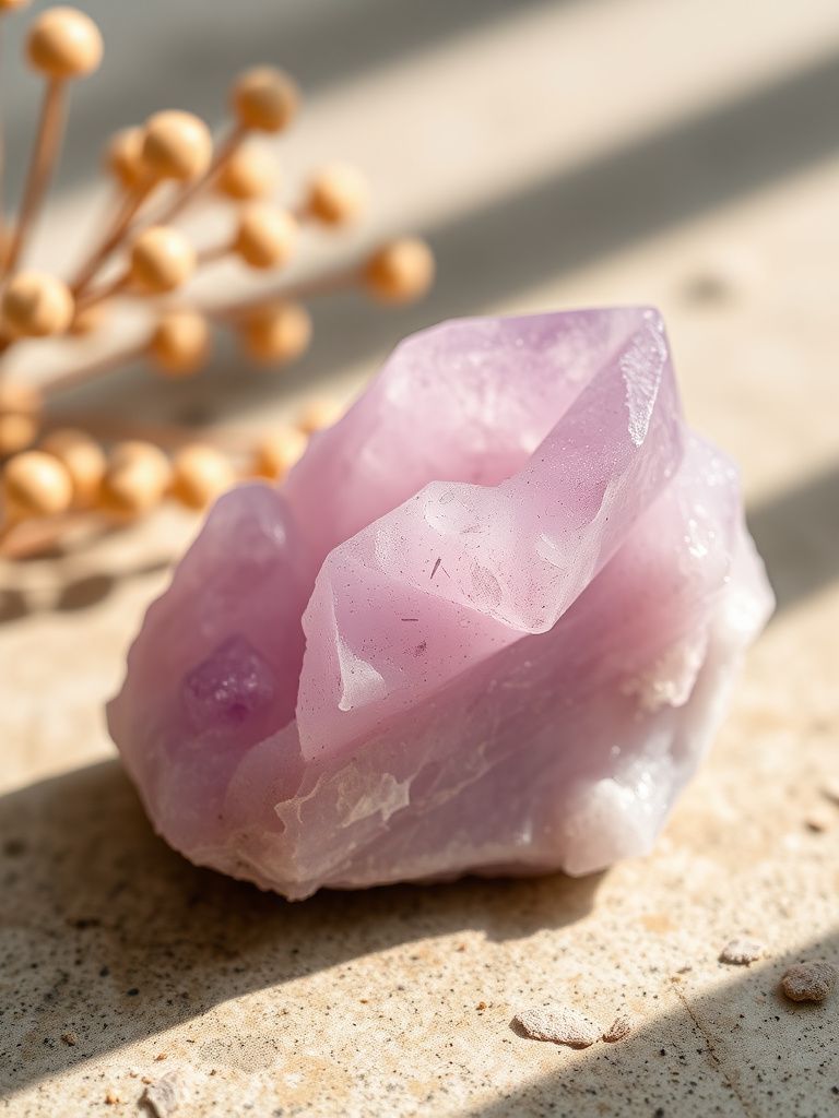 Lavender lepidolite crystal with mica-like shimmer