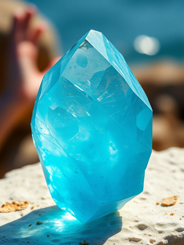 Clear blue aquamarine crystal with oceanic transparency
