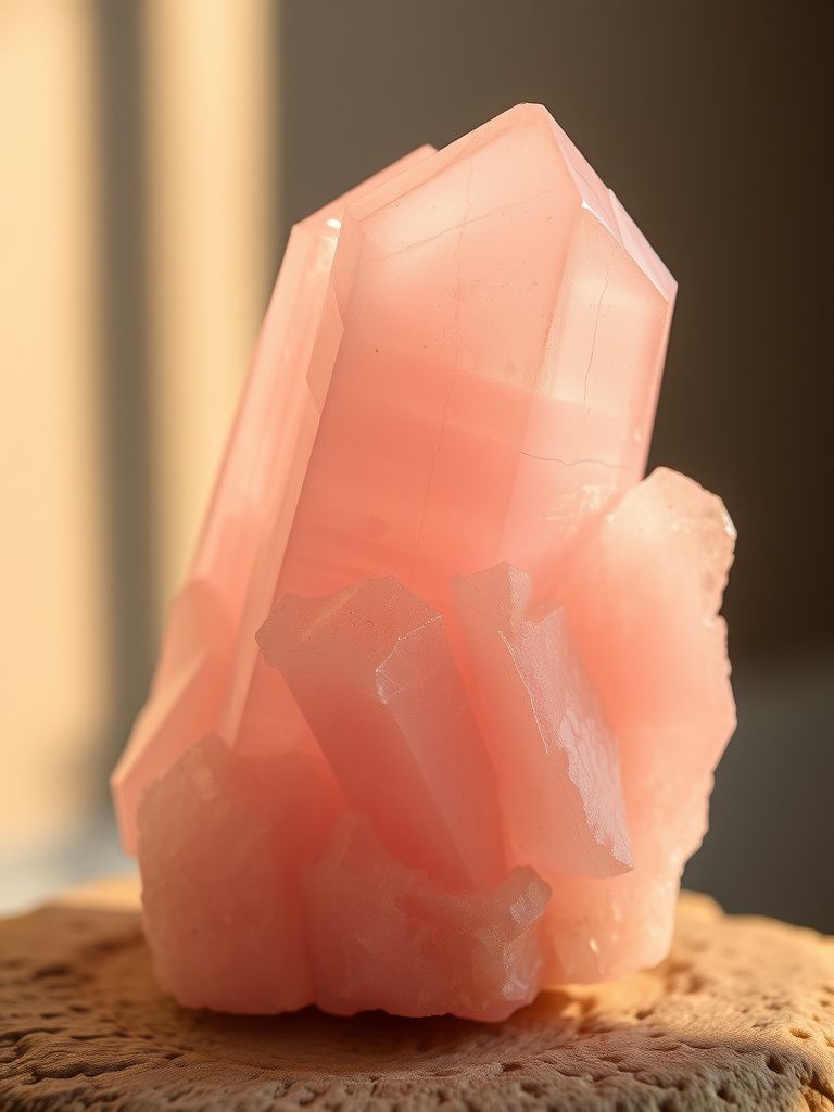 Pale pink kunzite crystal with spodumene striations